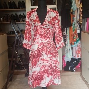 Brand new red and white wrap around dress